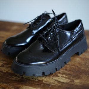 Mango Black Lace Up Track Sole Shoes Size 39